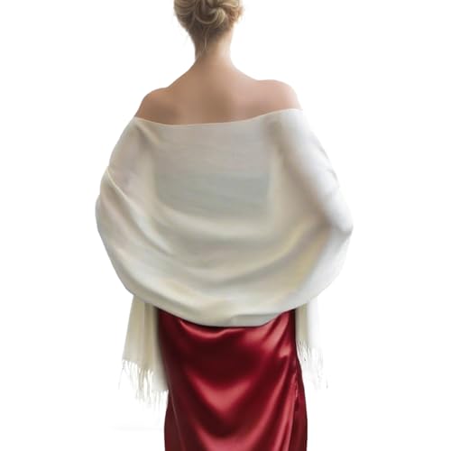 Zcbzbn Women's Cashmere Scarf and Shawls Wedding Shoulder Scarf Winter Autumn Women Blanket Soft Cashmere with Fringes for Women Blanket Shawls (Creme) von Zcbzbn