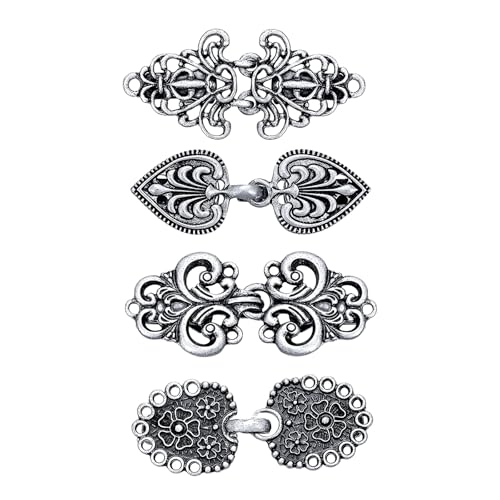 Zcbzbn4 Pieces Vintage Pullover Schal Swirl Cardigan Clip, Antike Mantel Brosche Keltischen Pullover KnöPfe, Schal Kragen Verschluss Kleid Shirt Clip FüR MäDchen Und Frauen (Silbrig) von Zcbzbn
