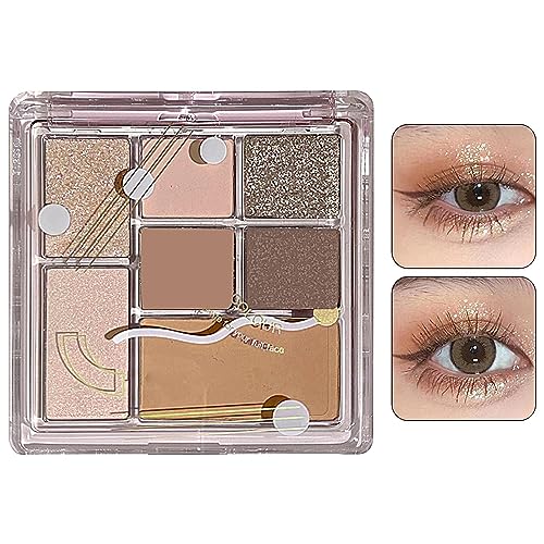 Bunte Lidschattenpalette | 7-Farben-Pigment-Lidschatten-Palette | Professionelle wasserfeste Glitzer-Make-up-Palette, Lidschatten für Frauen und Mädchen, Geschenk Zceplem von Zceplem