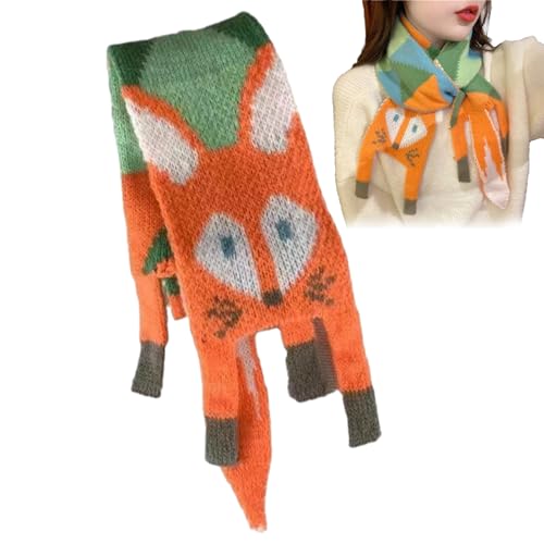 Zceplem Fuchs Winterschal für Kinder - Bequemer warmer Schal mit Fuchsmuster - Halswärmer für Frauen und Mädchen für kaltes Wetter, Strickschal für draußen, drinnen, weicher Schal, Wintergeschenk von Zceplem