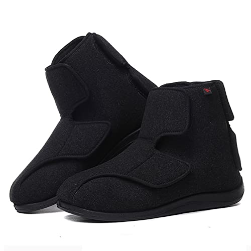 Zdcdy Diabetiker Schuhe Herren Extra Weit, Winter Warme Diabetische Schuhe Mit Verstellbarem Klettverschluss, Männer Diabetes Schuhe Die Vollständig Geöffnet Für Arthritis, Geschwollene Füße,Black-41 von Zdcdy