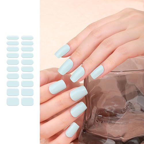 Halb ausgehärtete Gel-Nagellack-Streifen, selbstklebende Gel-Kunst-Aufkleber, dauerhaft, einfarbig, Gel-Aufkleber mit Feile von Zdprkqzvz