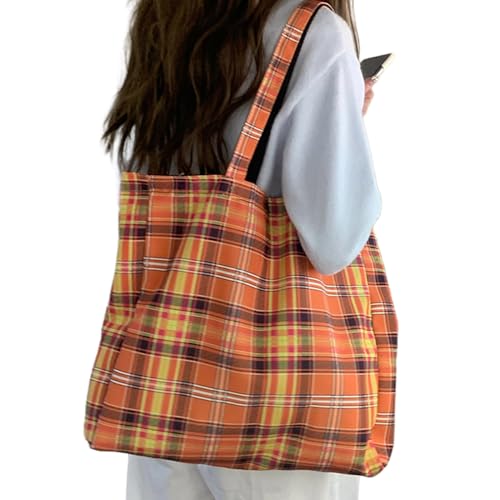 Schultertasche mit großem Fassungsvermögen, elegante Canvas-Tragetasche, geeignet für Shopping, Reisen und Arbeit, Orange Schultertasche mit großem Fassungsvermögen, elegante Canvas-Tragetasche, geeignet für Shopping, Reisen und Arbeit, Orange von Zdprkqzvz