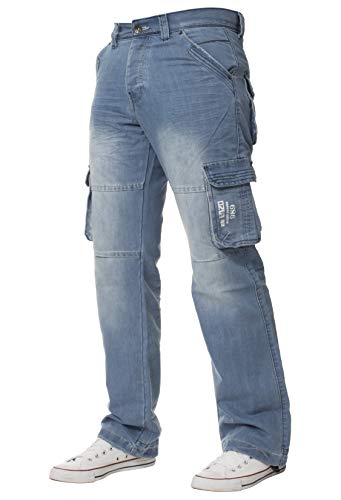 ENZO Designer-Cargo-Jeans für Herren, alle Taillengrößen erhältlich Gr. 34 W/34 L, Leichtes Steinwasser von Ze ENZO