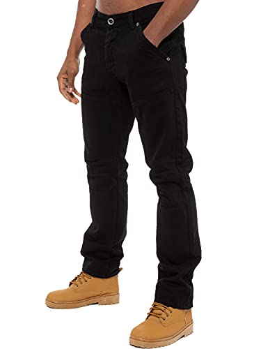 Herren ENZO Designer gerades Bein blau schwarz Darkwash Denim Jeans alle Taillen - Schwarz, 36W x 30L von Ze ENZO