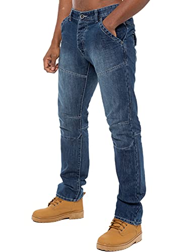 Herren ENZO Designer gerades Bein blau schwarz Darkwash Denim Jeans alle Taillen - helle Waschung, 38W x 32L von Ze ENZO