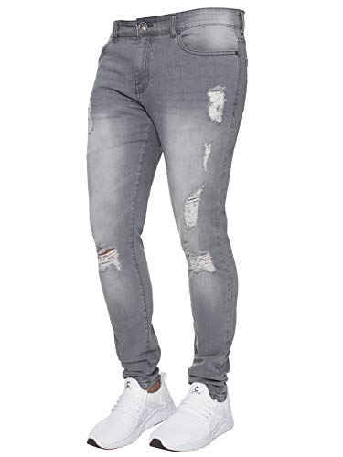 Enzo Designer Herren Jeans Regular Fit Denim Hose Big King Tall alle Taillengrößen, grau, 38 W / 34 L von Ze ENZO