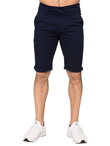 Enzo Herren Chino-Shorts, Baumwolle, leger, Stretch, schmale Passform Gr. 32W, navy von Ze ENZO