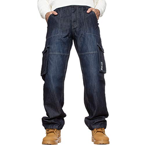 Enzo Herren Combat Jeans Casual Cargo Arbeitshose Denim Hose Groß Tall All Waist, Dark Stonewash, 40 W/30 L Enzo Herren Combat Jeans Casual Cargo Arbeitshose Denim Hose Groß Tall All Waist, Dark Stonewash, 40 W/30 L von Ze ENZO