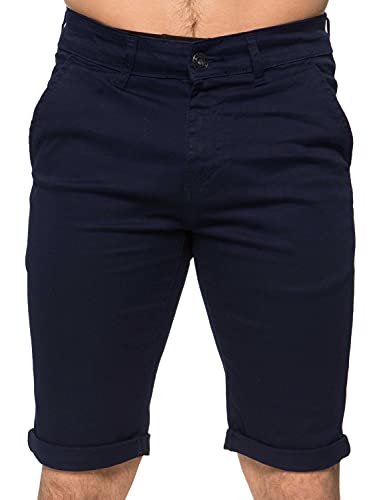 Enzo Herren Enge Passform Stretch Baumwolle Chino Sommer Shorts schwarz blau rot grau, Etikett - Marine, W42 x Regulär von Ze ENZO