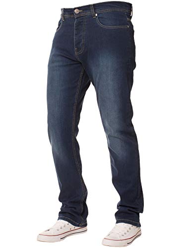 Enzo Herren-Jeans, Stretchstoff, gerades Bein, normale Passform, Denim-Hose, große Größen, alle Taillenumfänge, Mid-Stonewash, 38 W / 34 L von Ze ENZO