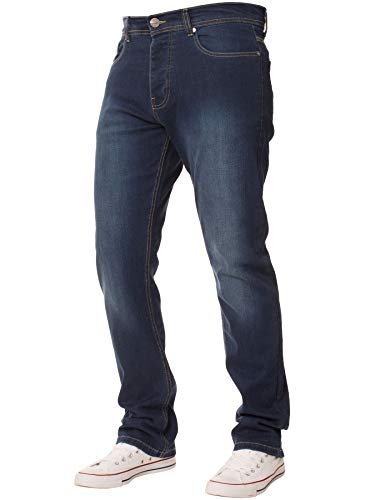 Enzo Herren-Jeans, Stretch, gerades Bein, normale Passform, Denim-Hose, groß, alle Taillen, Mid-Stonewash, 42 W/30 L von Ze ENZO