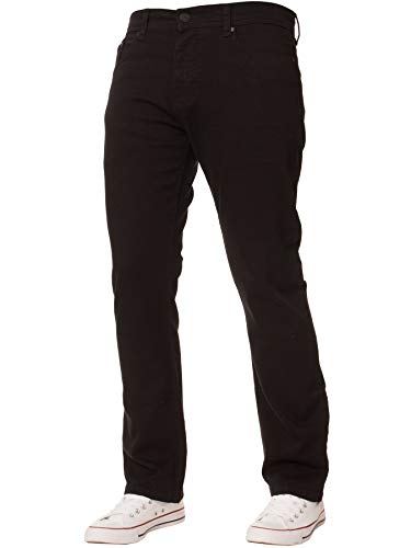 Enzo Herren-Jeans, Stretch, gerades Bein, normale Passform, Denim-Hose, groß, alle Taillen, Schwarz , 38 W / 34 L von Ze ENZO