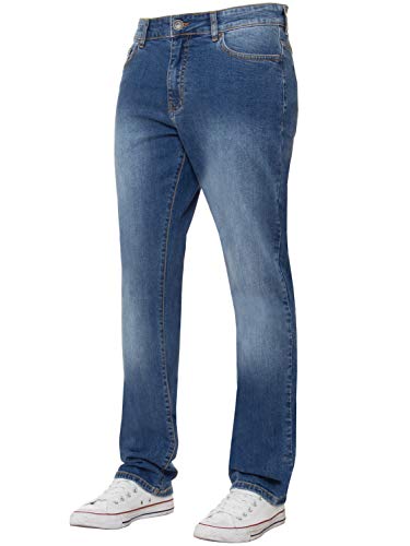 Enzo Herren-Jeans, klassisch, gerades Bein, Stretch-Jeans, Basic-Arbeitshose, alle Taillengrößen, blau, 44 W/32 L von Ze ENZO