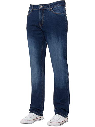Enzo Herren-Jeans, klassisch, gerades Bein, Stretch-Jeans, Basic-Arbeitshose, alle Taillengrößen, dunkelblau, 38 W / 34 L von Ze ENZO