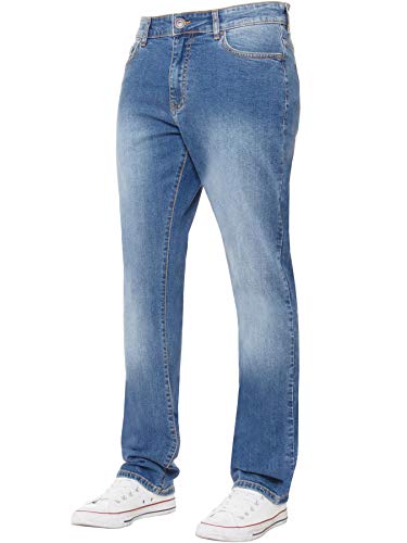 Enzo Herren-Jeans, klassisch, gerades Bein, Stretch-Jeans, Basic-Arbeitshose, alle Taillengrößen, hellblau, 44W x 30L von Ze ENZO