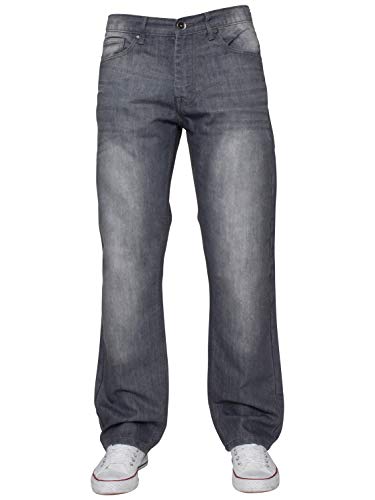 Enzo Herren-Jeans, klassisch, gerades Bein, normale Passform, Indigo-Waschung und Mid Stone Wash, Denim, grau, 46W x 32L von Ze ENZO