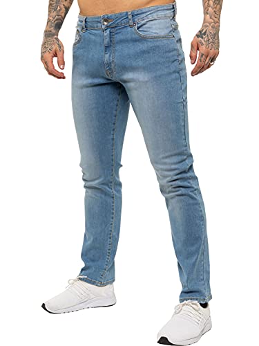 Enzo Herren Jeans mit geradem Bein, Stretch, Denim-Hose, alle Taille Gr. 28 W/32 L, Light Stonewash von Ze ENZO