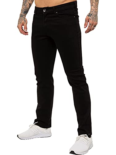 Enzo Herren Jeans mit geradem Bein, Stretch, Denim-Hose, alle Taille Gr. 38 W/30 L, Schwarz von Ze ENZO