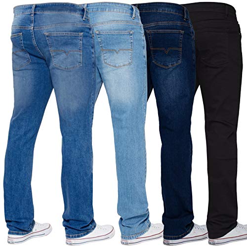 Enzo Herren-Jeans, gerades Bein, Stretch, Basic, Arbeitshose, Denim-Hose, groß, hoch, alle Taillen, Mid-Stonewash, 42 W/30 L von Ze ENZO