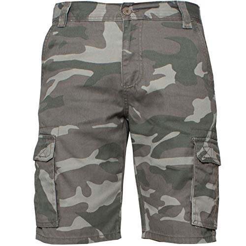 Enzo Jeans Herren Cargo Camo Shorts Sommer Combat Camouflage Chino Half Pants, khaki, 32W von Ze ENZO