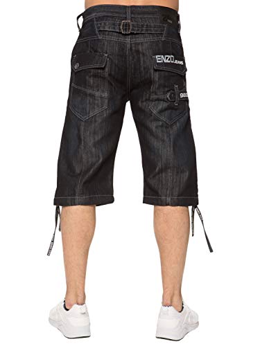 Enzo Jeans Herren-Shorts in Denim-Qualität, für Frühling, Sommer, dunkelblau, Taillengröße 28 bis 48 Inches Gr. 30 Taille x Regulär, Dark Wash von Ze ENZO