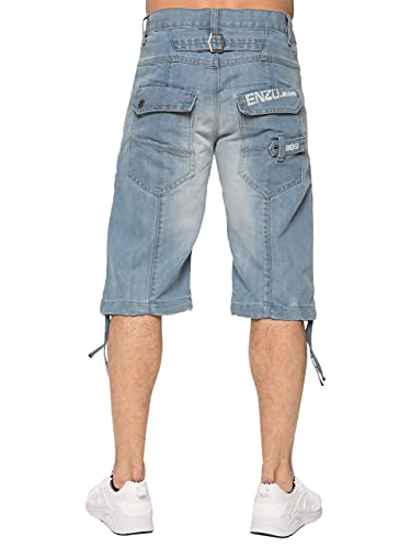 Neue Herren Enzo Jeans Denim Frühling Sommer Blau Dark Shorts Taille Größe 28–48 Gr. X-Large, Bleach Wash von Ze ENZO