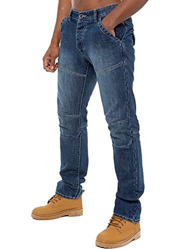 Herren ENZO Designer gerades Bein blau schwarz Darkwash Denim Jeans alle Taillen - helle Waschung, 34W x 34L von Ze ENZO