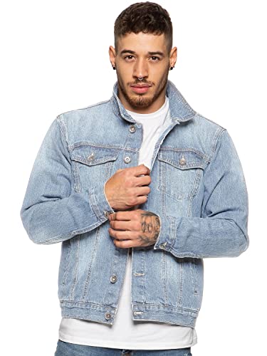 Ze ENZO Herren Denim Trucker JeansJacke Biker Klassische Western-Style (L, Hellblau) von Ze ENZO