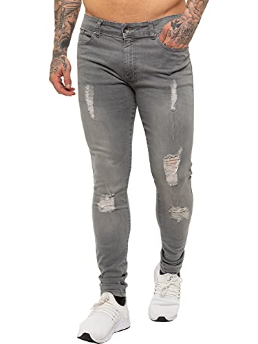 Ze ENZO Herren Skinny Jeanshose * one size Gr. Bundweite: 97 cm, beinlänge: 81 cm (38 W / 32 L), grau von Ze ENZO