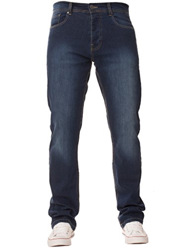 Ze ENZO Herren Straight Leg Jeanshose Blau blau Gr. 34 W/30 L, Mid Stonewash von Ze ENZO