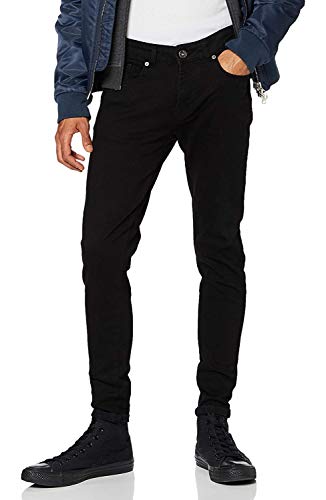 Ze-Enzo-Herren-Super-Skinny/Slim-Fit-Stretch-Denim-Retro-Jeans-Hose Gr. 42W x 32L, schwarz von Ze ENZO