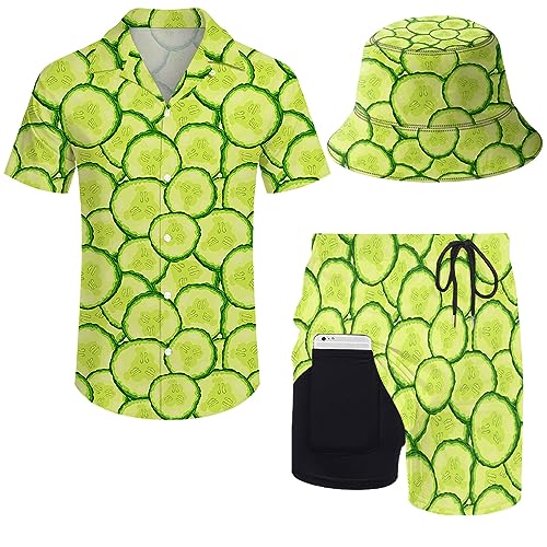 ZePinger Set mit Hemd und Short für Herren, mit Bob-Hut, 80er- und 90er-Jahre-Motiv, XL von ZePinger