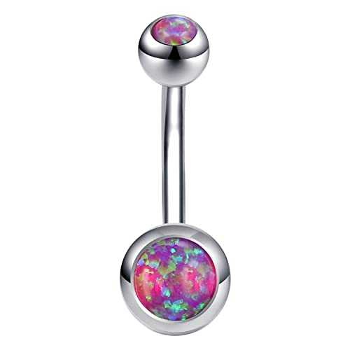 14g Bauchnabelpiercing Barbell mit Opal Piercing Nabel 316L Edelstahl Damen Körper Piercing Schmuck von ZeSen Jewelry