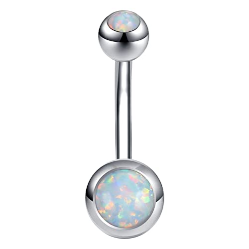 ZeSen Jewelry 14g Bauchnabelpiercing Barbell mit Opal Piercing Nabel 316L Edelstahl Damen Körper Piercing Schmuck von ZeSen Jewelry