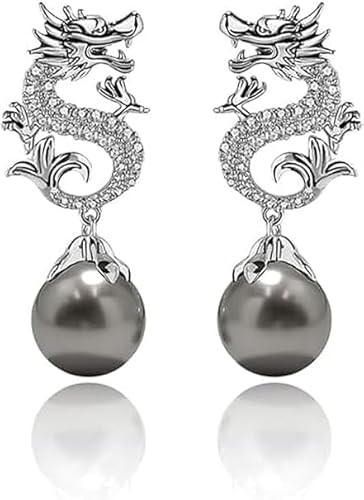 Drachenohrringe mit Perlen, Chinesisches Neujahr 2025, einzigartiges Geschenk von ZeTjieXing