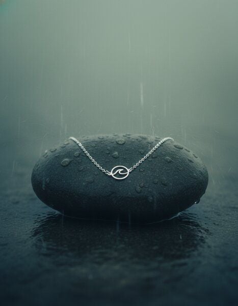 Zeachild Kette mit Wellenmotiv rund aus langlebigem & rostfreiem Edelstahl von Zeachild