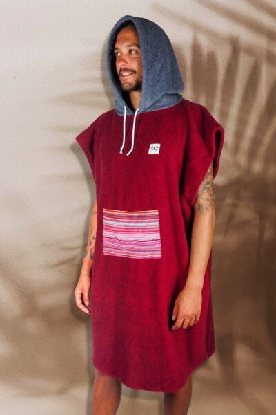 Zeachild Surfponcho Weinrot Aztek Bio-Frotte von Zeachild