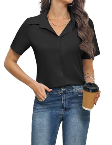 Zeagoo Bluse Damen Business V-Ausschnitt Hemd Business Hemdbluse Elegant Blusen Mit Knöpfen Oberteile Lässige Hemden Kurzarm Top Schwarz S Zeagoo Bluse Damen Business V-Ausschnitt Hemd Business Hemdbluse Elegant Blusen Mit Knöpfen Oberteile Lässige Hemden Kurzarm Top Schwarz S von Zeagoo