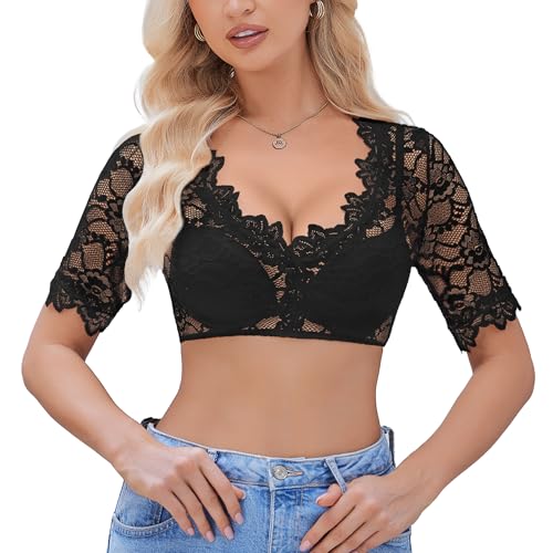 Zeagoo Bluse Dirndl Spitze Damen Schwarze Dirndlblusen Halbarm Dirndl Bluse V-Ausschnitt Trachtenbluse für Oktoberfest Weiß Tracht Blusen Schwarz 4XL Zeagoo Bluse Dirndl Spitze Damen Schwarze Dirndlblusen Halbarm Dirndl Bluse V-Ausschnitt Trachtenbluse für Oktoberfest Weiß Tracht Blusen Schwarz 4XL von Zeagoo