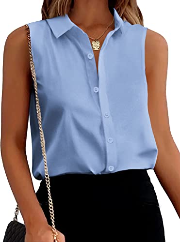 Zeagoo Damen Ärmelloses Button-Down-Hemd Tops Solide Freizeit Bluse Zeagoo Damen Ärmelloses Button-Down-Hemd Tops Solide Freizeit Bluse von Zeagoo