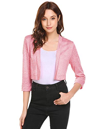 Zeagoo Damen Bolero Bolerojacke Schulterjacke Kurz 3/4 Ärmel schrug Cardigan Strickjacke von Zeagoo