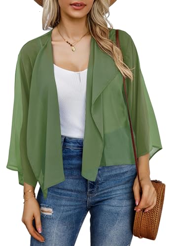 Zeagoo Damen Bolero Chiffon Cardigan Elegant Shrug Schulterjacke Leichte Dünn Bolerojacke Sommer Casual Top von Zeagoo