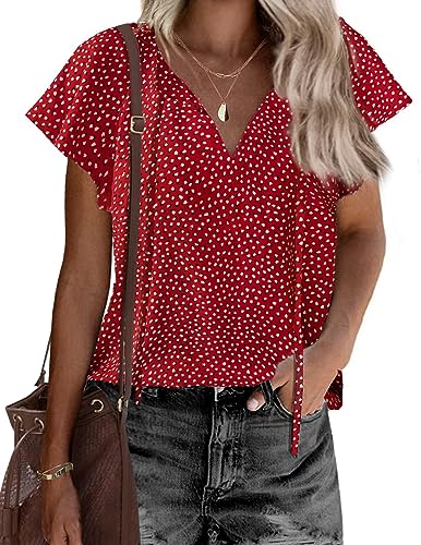 Zeagoo Damen Hemd Sommer Bluse Lässig Tops Kurzärm Boho Shirt V-Ausschnitt Oberteile Tops mit Gerüscht Blumendruck T-Shirts PAT5 S Zeagoo Damen Hemd Sommer Bluse Lässig Tops Kurzärm Boho Shirt V-Ausschnitt Oberteile Tops mit Gerüscht Blumendruck T-Shirts PAT5 S von Zeagoo