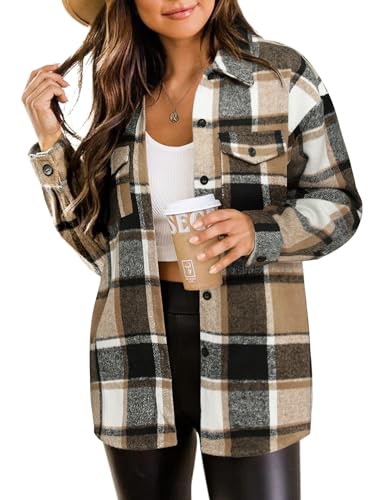 Zeagoo Kariert Jacke Damen Urban Style Hemdbluse Oversize Winter Frühling Hemdjacke Freizeit Übergangsjacke Retro Karo Hemd Braun XXL Zeagoo Kariert Jacke Damen Urban Style Hemdbluse Oversize Winter Frühling Hemdjacke Freizeit Übergangsjacke Retro Karo Hemd Braun XXL von Zeagoo