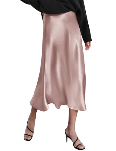 Zeagoo Damen High Waist Midi Satin Seide Rock Reißverschluss Casual Seidiger Business Bleistiftrock Party Rock Champagner XXL Zeagoo Damen High Waist Midi Satin Seide Rock Reißverschluss Casual Seidiger Business Bleistiftrock Party Rock Champagner XXL von Zeagoo