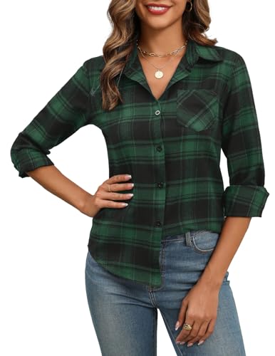 Zeagoo Damen Karierte Bluse Oktoberfest Bluse Trachtenbluse Tuniken Hemdbluse Tunika Tops Casual Button-down Blusen Elegant V-Ausschnitt Blusen Langarm Hemd Grün Schwarz L Zeagoo Damen Karierte Bluse Oktoberfest Bluse Trachtenbluse Tuniken Hemdbluse Tunika Tops Casual Button-down Blusen Elegant V-Ausschnitt Blusen Langarm Hemd Grün Schwarz L von Zeagoo