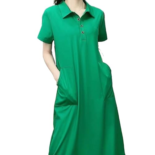 Zeagoo Damen Kleid Lange T Shirt Sommerkleid Midi Kurzarm Lang Kleider Maxikleid Freizeitkleider Grau XXL von Zeagoo