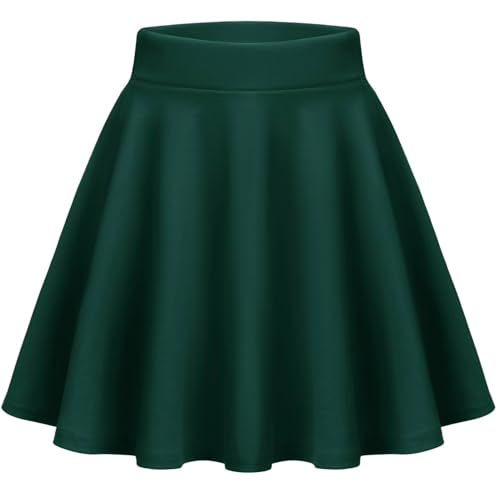 Zeagoo Rock Damen Sommer Casual A Linien Mini Rock Einfarbig Kurze Röcke Karneval Skaterrock Grün XL von Zeagoo