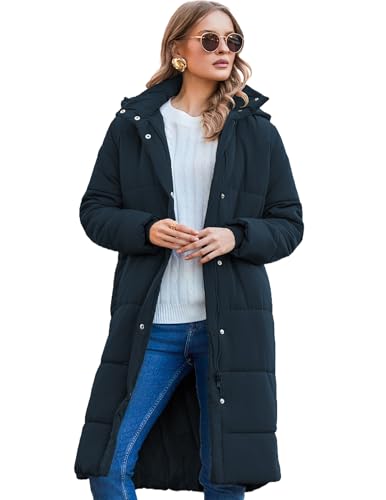 Zeagoo Damen Mantel Winterjacke Warme Jacke Outdoorjacke Mit Kapuze Sportlicher Damen Steppmantel Parka Navy Blau Xl von Zeagoo